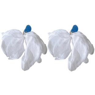 白日美人仙气绢纱花朵耳环民族风度假耳饰无耳洞耳夹女蓝复古夸张