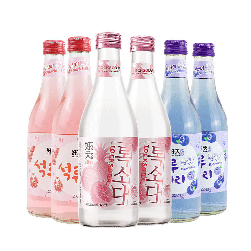 好天好饮韩国蓝莓味烧酒果酒女士低度微醺360ml*6瓶装利口酒清酒