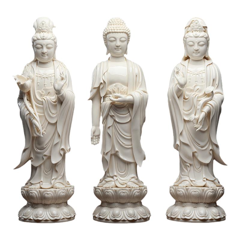 【感恩结缘优惠】仿何朝宗白瓷观世音菩萨家用佛像供奉摆件工艺品
