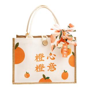伴手礼袋子节日手提实用生日礼品盒结婚伴手礼袋大号棉麻礼品袋