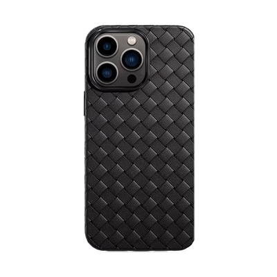 适用苹果手机壳17promax新款18promax轻奢编织iphone14皮套BV真13质纹商务16/15软壳透气12pro男散热防摔超薄