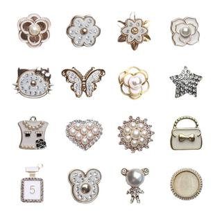 适配Crocs洞洞鞋配饰DIY鞋花仿金属电镀小红书钻石珍珠/鞋扣装饰