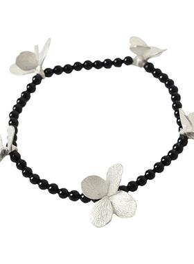 HDES925纯银花朵弹力松紧手链