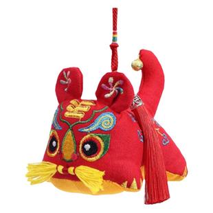 布老虎宝宝满月百天礼品挂件手工刺绣小老虎平安喜乐中国风挂件