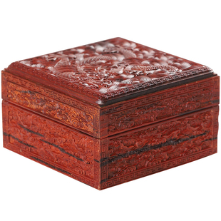 梨香院印度小叶紫檀盘龙祥云文盒文玩收藏印章收拾盒子瑞兽满雕龙