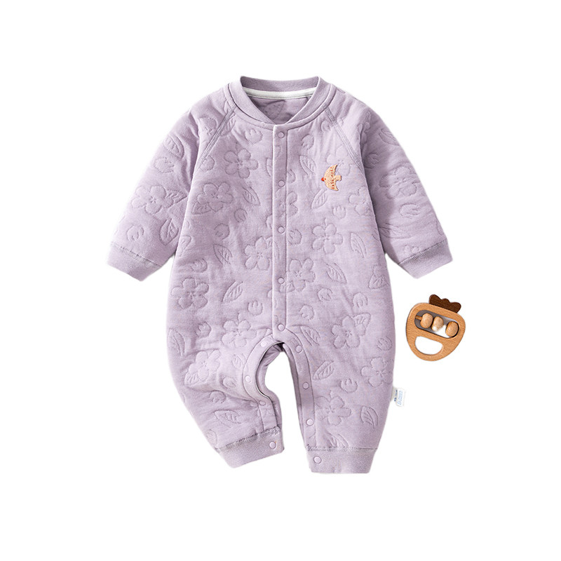 婴儿衣服秋冬夹棉连体衣婴幼儿早秋宝宝秋装长袖保暖爬服女宝秋天
