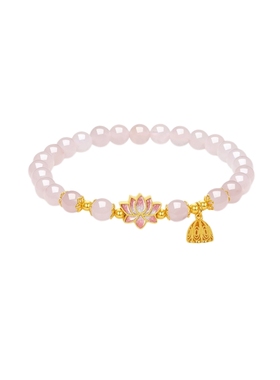 周六福芙蓉石手串女S925银莲花手链手饰时尚优雅圣诞礼物送女友