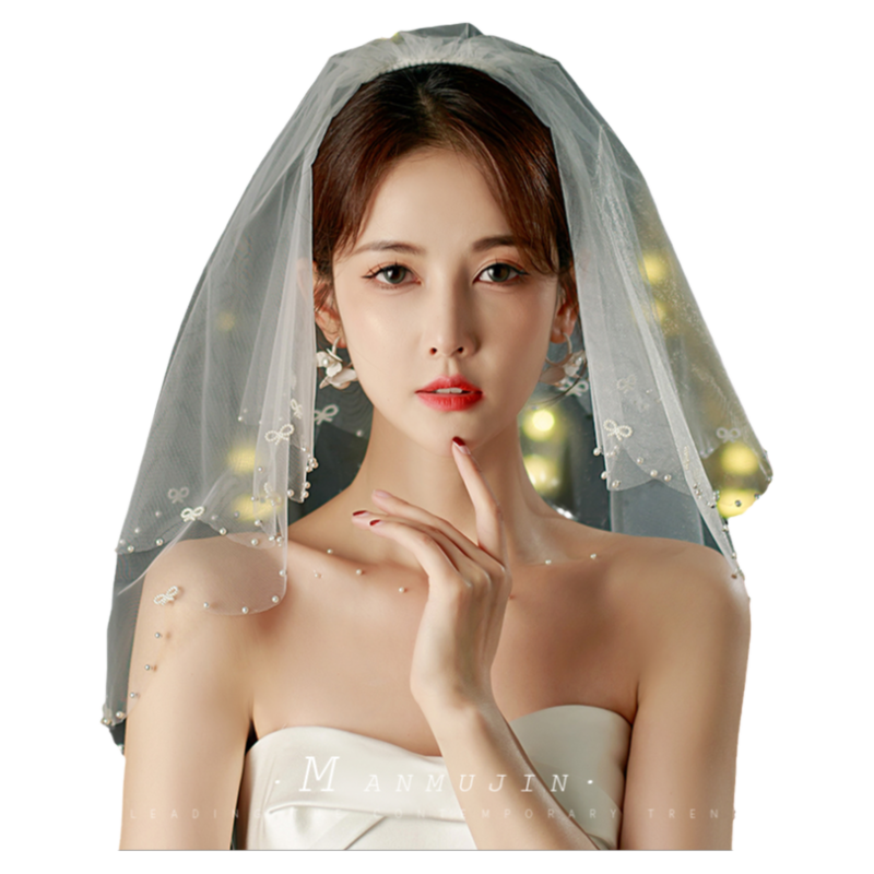 新娘登记领证小头纱拍照结婚头饰