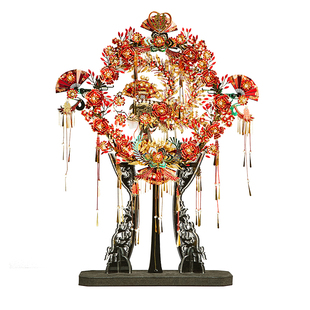 喜扇花轿十里红妆金属拼图积木立体3d铁拼装模型手工diy凤冠粉黛