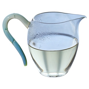 挑tea｜春辰绯花 纯手工玻璃公道杯高硼硅耐高温侧把隔热断水爽利