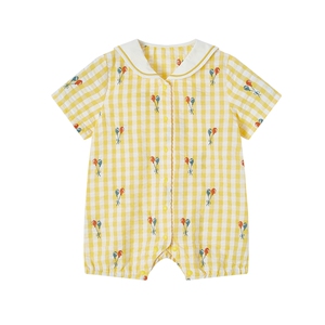 Milkbarn2024新品婴儿连体衣宝宝海军领哈衣爬爬服新生儿夏季衣服