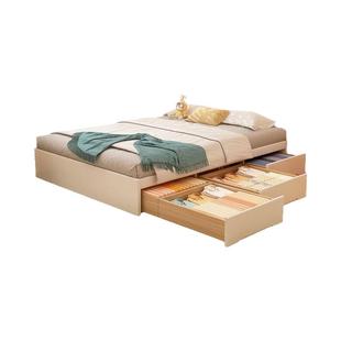 全实木无床头储物床高箱体收纳抽屉地台床北欧小户型榻榻米床落地