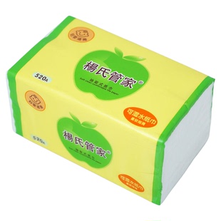 杨氏管家抽纸520张3提24包绿苹果大包妇婴可湿水面巾纸家用实惠装