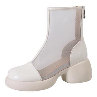 网纱短靴女夏季2026新款厚底镂空透气马丁靴英伦风网面眼洞洞凉靴