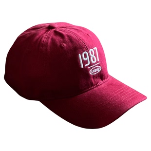 韩版复古1987数字刺绣棒球帽子弯檐男女深顶百搭鸭舌帽春秋大头围