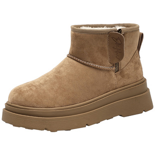 大东女鞋雪地靴2025冬季新款厚底中筒加绒加厚女靴东北女棉鞋短靴