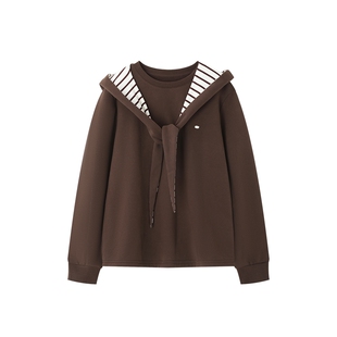 时然大码微胖MM25年冬季保暖连帽卫衣撞色条纹连帽披肩休闲卫衣