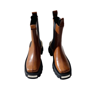 莲花府邸2025冬季时尚方头短筒靴帅气欧美切尔西靴百搭松糕烟筒靴