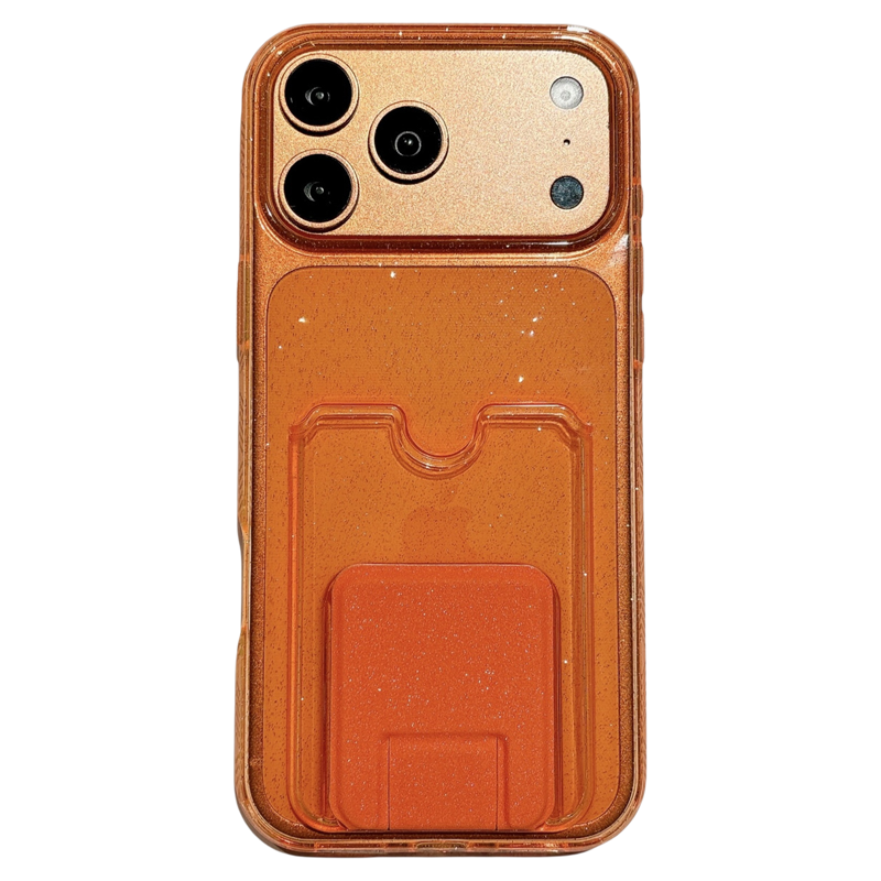 星空闪粉卡包适用苹果17promax手机壳透明带卡套Air折叠支架iPhone16可插卡15plus放卡14pro高级13pm硅胶卡夹