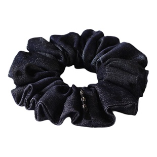 川野法式复古牛仔蓝褶皱大肠发圈简约高级感扎马尾的皮筋头饰发饰