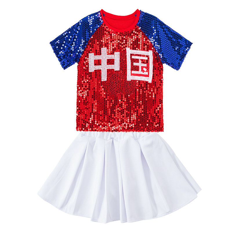 国庆儿童演出服亮片啦啦队服装幼儿园舞台表演服爵士舞爱国合唱服