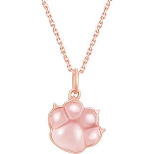 MONOLOGUE独白萌宠粉猫爪吊坠猫爪项链18K金粉水晶配银链情人节礼