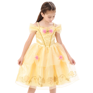 迪士尼童装长发公主裙女童夏季可爱泡泡袖连衣裙贝儿爱洛公主显白