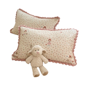 纯棉双层纱枕套2026新款全棉枕头套一对装家用成人48x74cm枕芯套