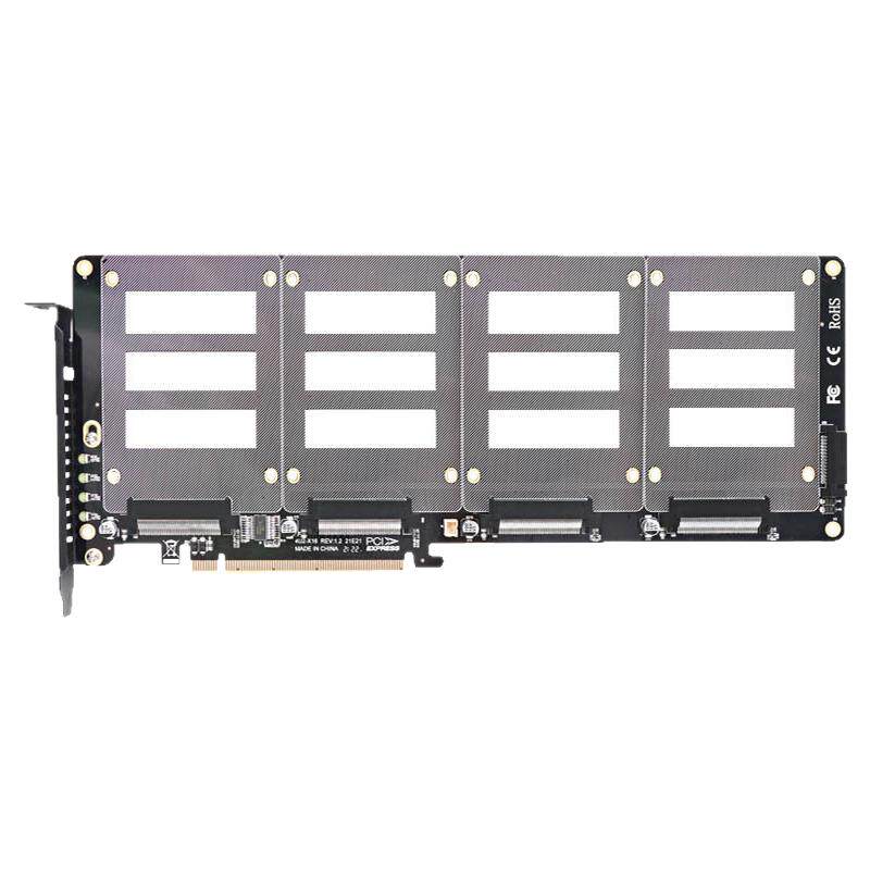 佳翼U2硬盘转接卡pcie4.0X16四盘U.2拆分卡磁盘阵列raid4盘扩展卡