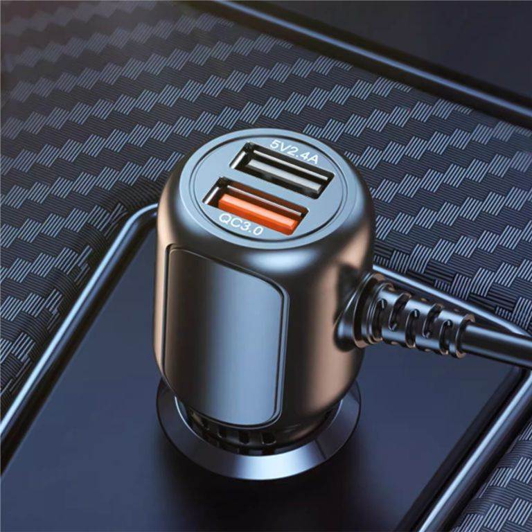 车载行车记录仪充电器电源线车载QC3.0净化器充电器快双USB充带