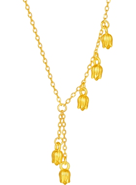 六桂福珠宝银925铃兰花开套链