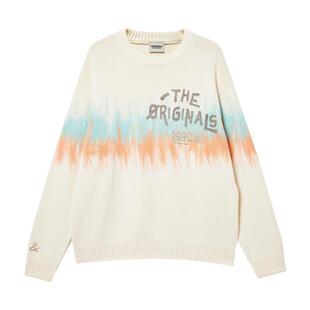 vj区绫致杰克琼斯秋冬男毛衣针织衫略宽松衣身扎染字母贴布百搭潮