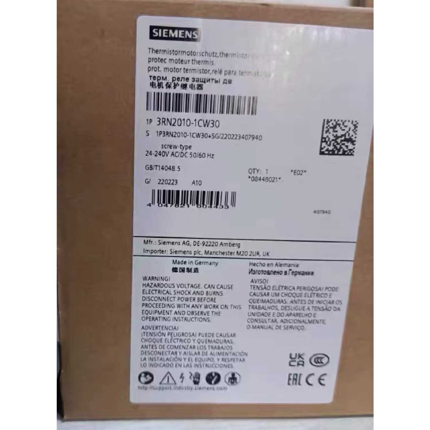 议价全新西门子电机保护继电器 3RN2010-1CW30