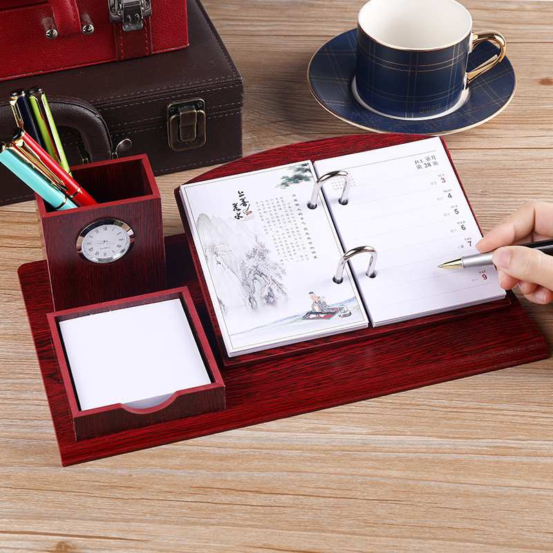 2022年木质周历架商务会议记事企业便签广告台历本台座台历纪念