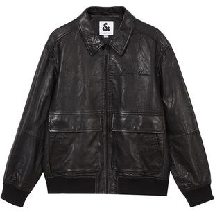 杰克琼斯男装秋季宽松短款男士时尚潮流美式机车风皮衣夹克外套士