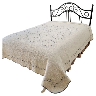 床盖纯棉 欧式全棉绗缝绣花加大加宽床盖 外贸出口高级感四季通用