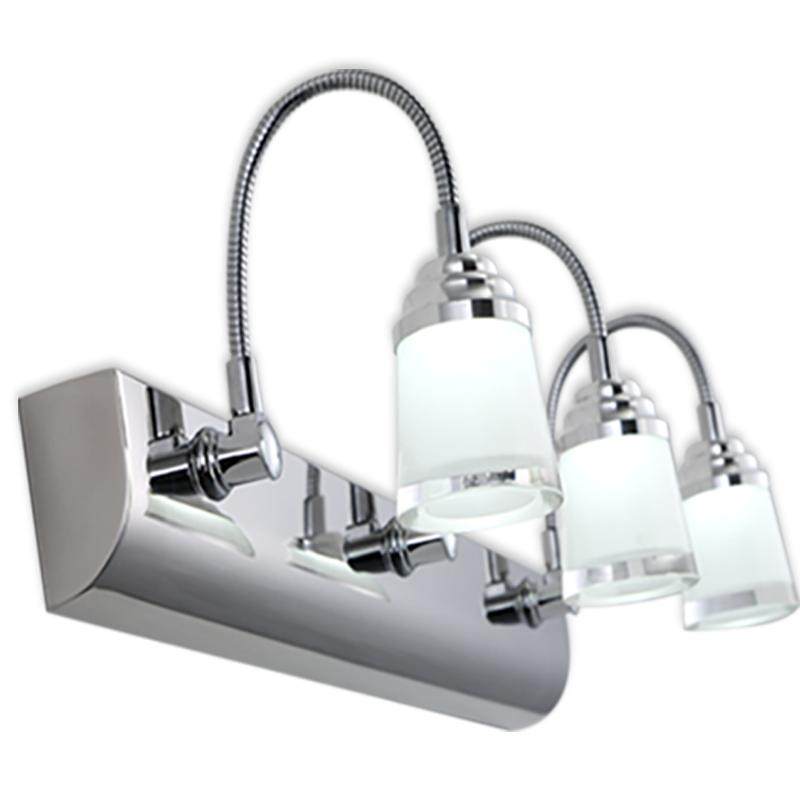 免打孔三头简约不锈钢浴室化妆灯