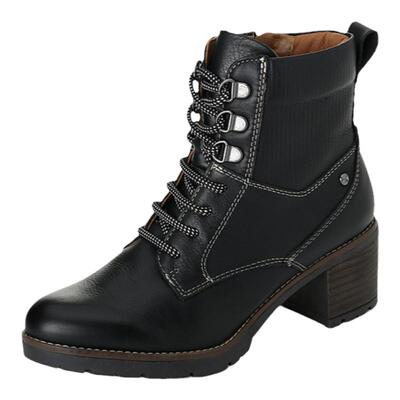 派高雁牛皮高跟马丁靴