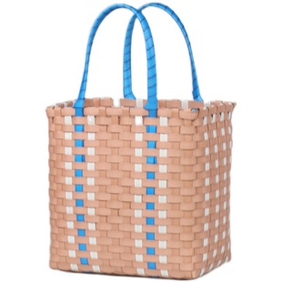 菜篮子购物篮手提篮塑料水果沐浴收纳篮手工编织打包带时尚水桶篮