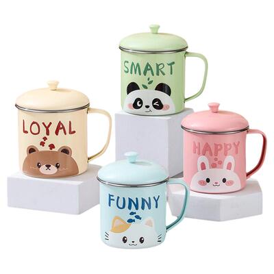 304不锈钢卡通水杯随手杯带盖喝水茶缸办公室咖啡杯幼儿园儿童杯