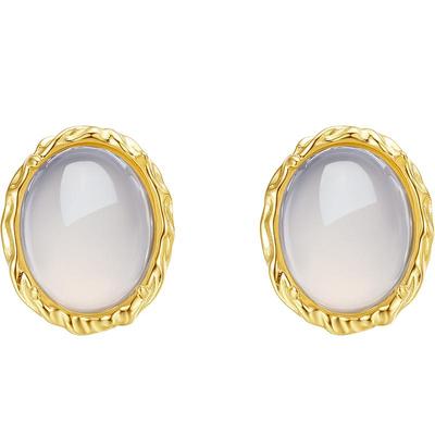 周六福S925银玉髓耳饰女