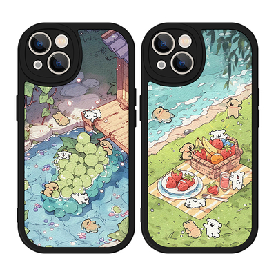 郊游线条小狗卡通手机壳