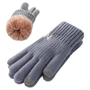 棉手套男冬季新款毛线触屏加绒加厚大童东北零下30度保暖手套冬天