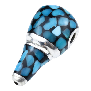 S925银湖北松拼乌兰花圆珠老型桶一体三通佛头 文玩手串项链配饰