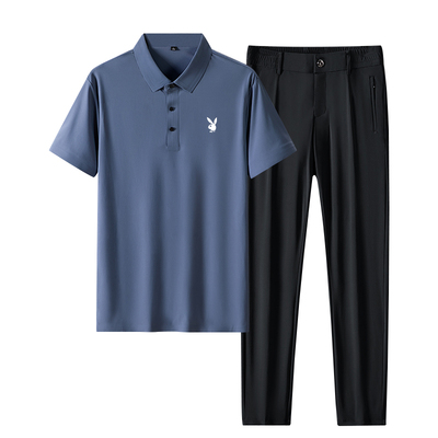 花花公子冰丝短袖休闲运动套装