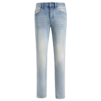 高端天蓝牛仔裤男薄款修身小直筒