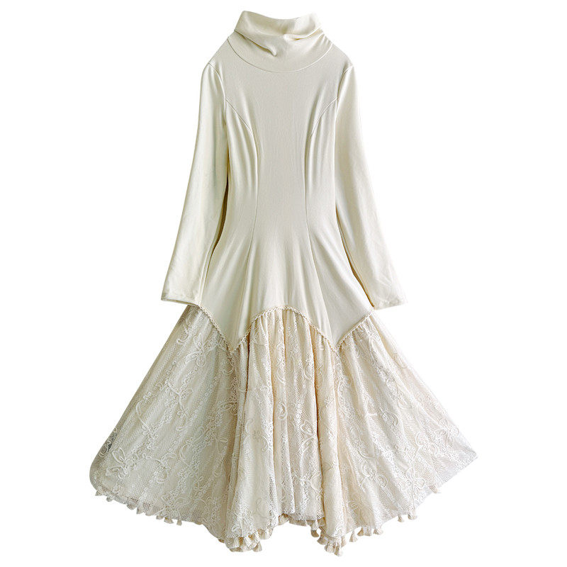 云分子原创森系高领不规则连衣裙