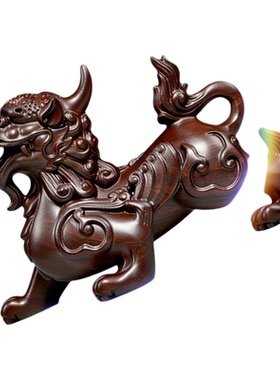 黑檀精雕貔貅招财摆件可定制