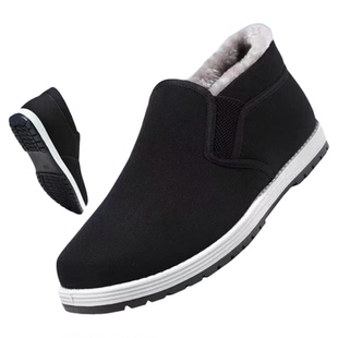 冬季老北京布鞋男棉鞋加绒保暖中老年爸爸运动休闲鞋平底二棉男鞋
