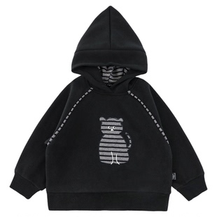 幼悠男童小熊绣标魔法尖尖帽卫衣冬季童趣可爱加绒加厚休闲上衣潮